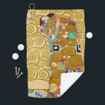 Gustav Klimt Fulfillment Nouveau Couple Golf Towel<br><div class="desc">Gustav Klimt,  Fulfillment 1910-1911 Art Nouveau Couple with Klimt's signature swirling design and beautiful gold painting.</div>