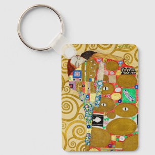 Gustav Klimt Fulfillment Nouveau Couple Keychain