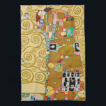 Gustav Klimt Fulfillment Nouveau Couple Kitchen Towel<br><div class="desc">Gustav Klimt,  Fulfillment 1910-1911 Art Nouveau Couple with Klimt's signature swirling design and beautiful gold painting.</div>