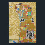 Gustav Klimt Fulfillment Nouveau Couple Kitchen Towel<br><div class="desc">Gustav Klimt,  Fulfillment 1910-1911 Art Nouveau Couple with Klimt's signature swirling design and beautiful gold painting.</div>