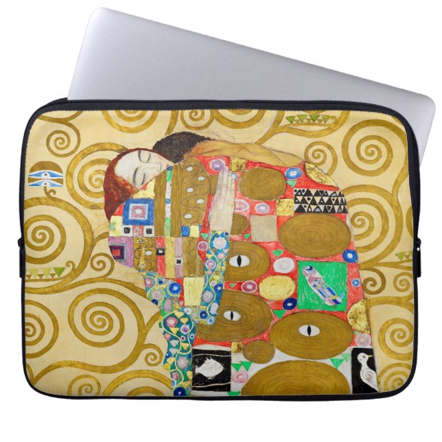 Gustav Klimt Fulfillment Nouveau Couple Laptop Sleeve (Front)