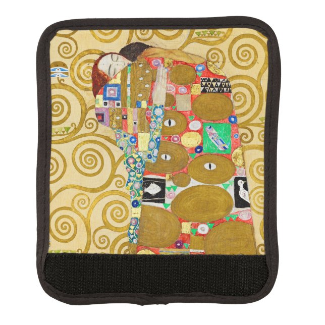 Gustav Klimt Fulfillment Nouveau Couple Luggage Handle Wrap (Front)