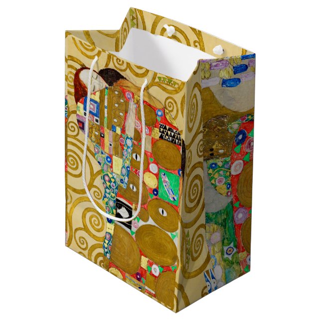 Gustav Klimt Fulfillment Nouveau Couple Medium Gift Bag (Front Angled)