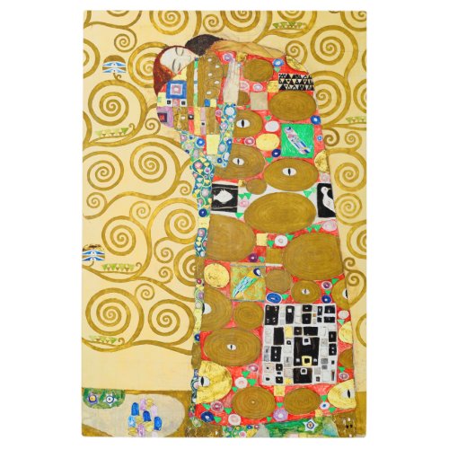 Gustav Klimt Fulfillment Nouveau Couple Metal Print