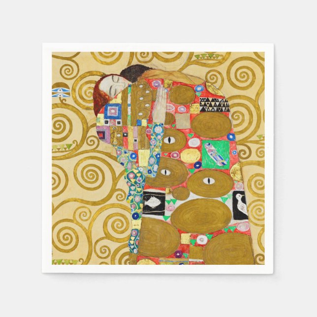 Gustav Klimt Fulfillment Nouveau Couple Napkins (Front)