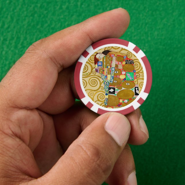 Gustav Klimt Fulfillment Nouveau Couple Poker Chips (Hand)