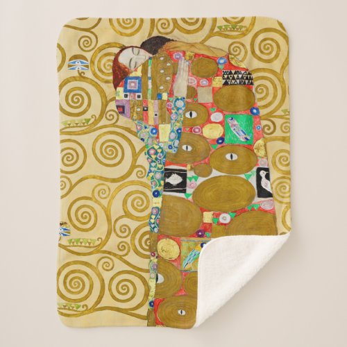 Gustav Klimt Fulfillment Nouveau Couple Sherpa Blanket