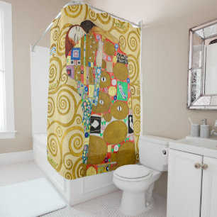 Gustav Klimt Fulfillment Nouveau Couple Shower Curtain