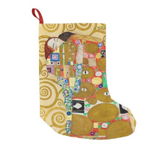 Gustav Klimt Fulfillment Nouveau Couple Small Christmas Stocking