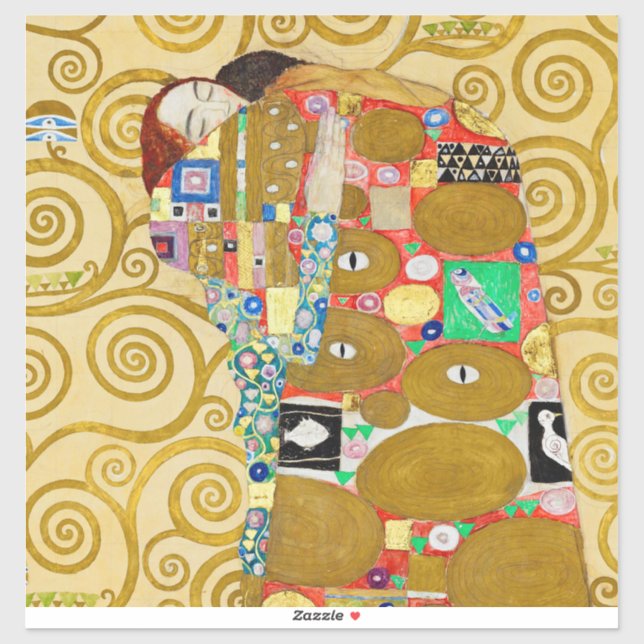 Gustav Klimt Fulfillment Nouveau Couple Sticker (Sheet)
