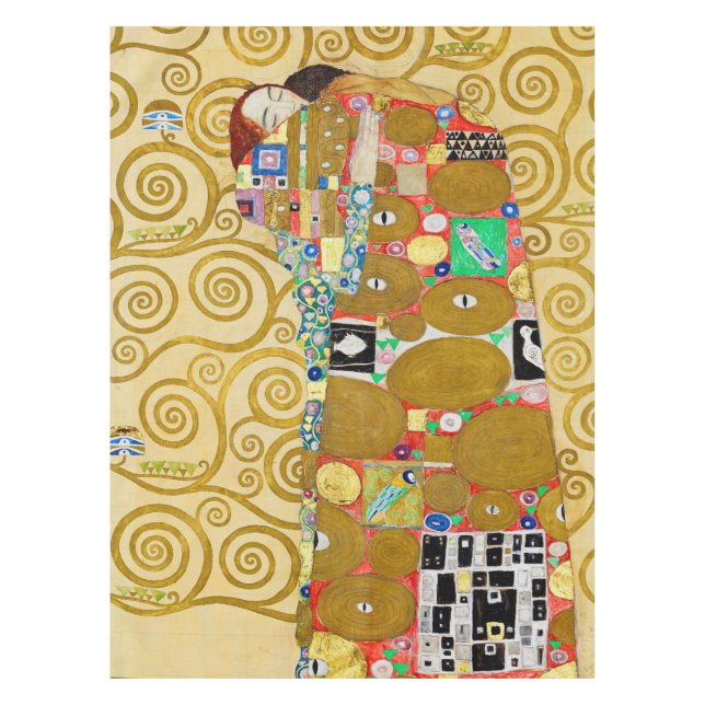 Gustav Klimt Fulfillment Nouveau Couple Tablecloth (Front)