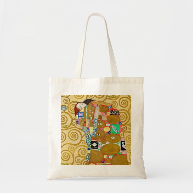 Gustav Klimt Fulfillment Nouveau Couple Tote Bag (Front)