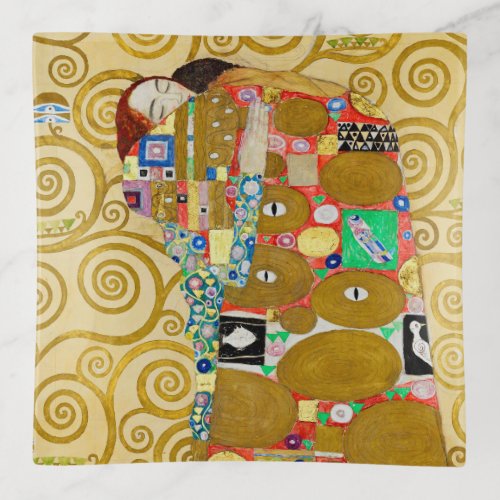 Gustav Klimt Fulfillment Nouveau Couple Trinket Tray