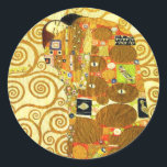 Gustav Klimt Fulfillment Stickers<br><div class="desc">Gustav Klimt Fulfillment stickers. Frieze from 1909. Completed during Klimt’s golden phase, Fulfillment features an embracing couple holding each other beneath a multi-patterned quilt featuring spirals, eyes, birds, fish and other shapes. The background of the work features the same bronze spirals that would adorn the artist’s renowned Tree of Life....</div>