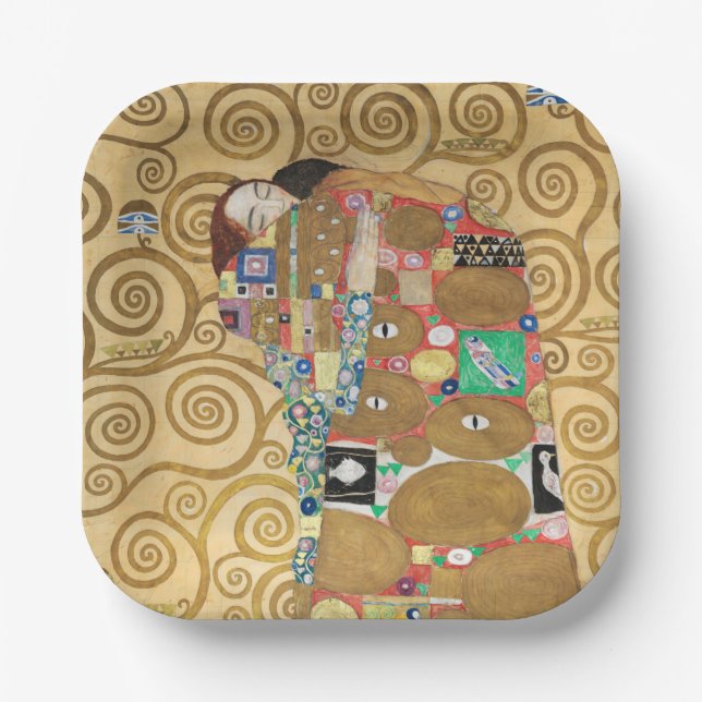 Gustav Klimt - Fulfillment, Stoclet Frieze Paper Plates (Front)