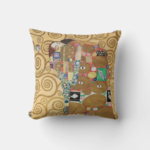 Gustav Klimt _ Fulfillment Stoclet Frieze Throw Pillow