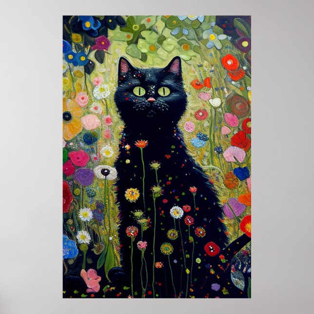 Gustav Klimt Garden Cat Poster (Front)