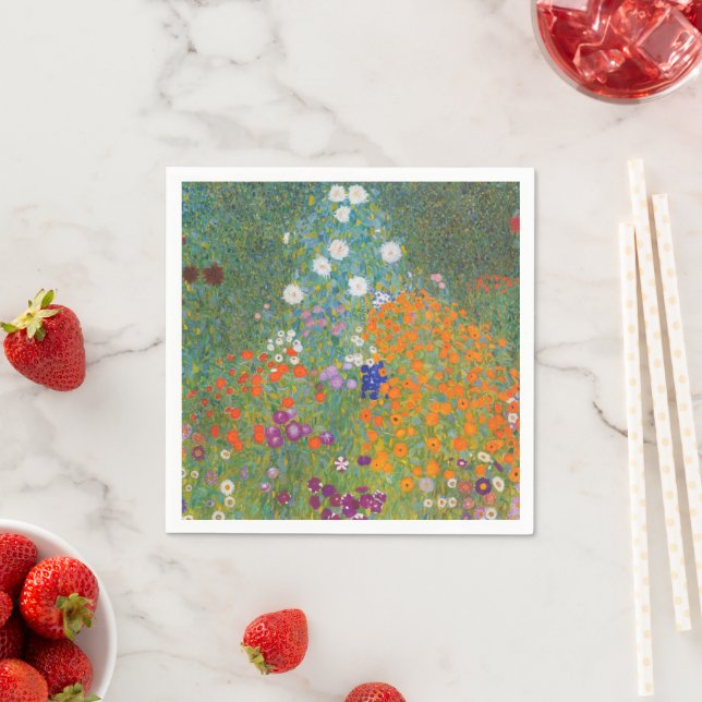 Gustav Klimt Garden Flower Pattern Famous Painting Napkins (Insitu)