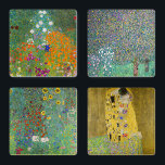 Gustav Klimt - Garden Masterpieces Selection Coaster Set<br><div class="desc">Gustav Klimt - Garden Masterpieces Selection:
 - Flower Garden - 1905-1907
 - Country Garden with Sunflowers / Farm Garden with Sunflowers - 1905-1906
 - Rosebushes under the Trees / Roses under the Trees - 1905
 - The Kiss / Der Kuss - 1907-1908</div>