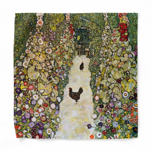 Gustav Klimt _ Garden Path with Chickens Bandana
