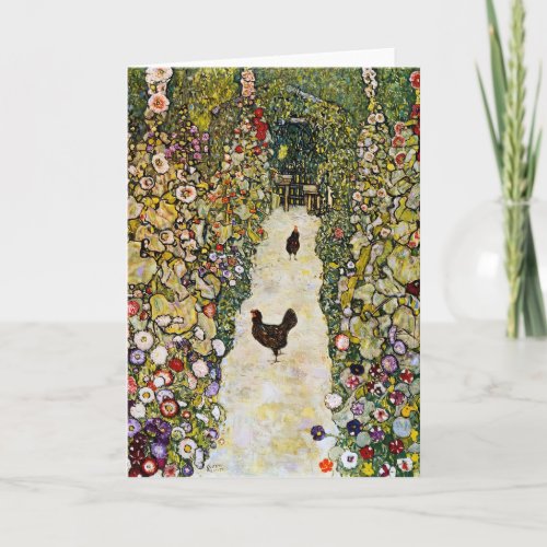 Gustav Klimt _ Garden Path with Chickens Card