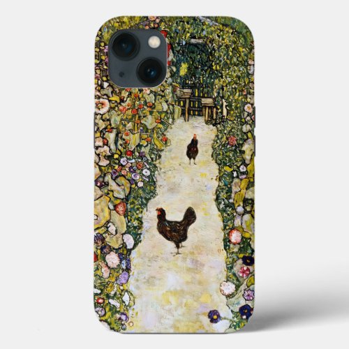 Gustav Klimt _ Garden Path with Chickens iPhone 13 Case