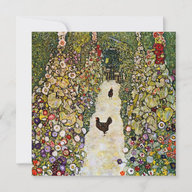 Gustav Klimt - Garden Path with Chickens Invitation (Front)