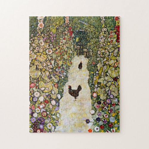 Gustav Klimt _ Garden Path with Chickens Jigsaw Puzzle