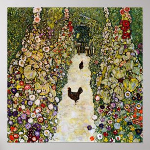 Gustav Klimt - Garden Path with Chickens Poster
