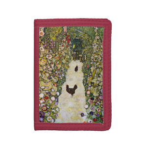 Gustav Klimt - Garden Path with Chickens Tri-fold Wallet