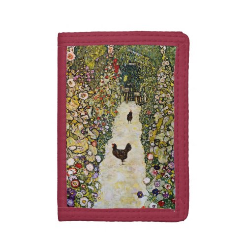 Gustav Klimt _ Garden Path with Chickens Trifold Wallet