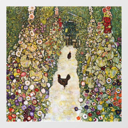 Gustav Klimt _ Garden Path with Chickens Window Cling