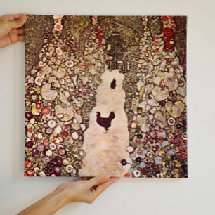 Gustav Klimt Garden Path With Hens Painting Faux Canvas Print