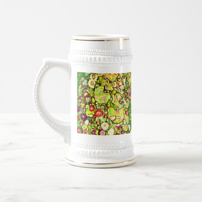 Gustav Klimt Garden with Chickens Beer Stein (Left)