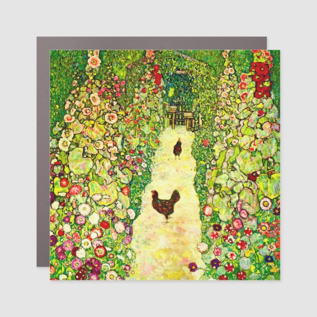 Gustav Klimt Garden with Chickens Car Magnet (Front)