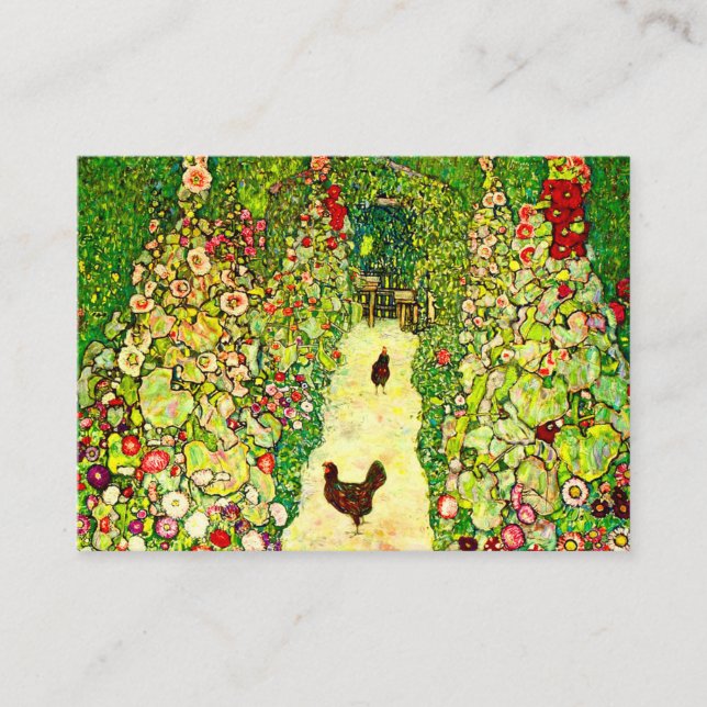 Gustav Klimt Garden with Chickens Enclosure Card (Front)