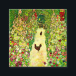 Gustav Klimt Garden with Chickens Enclosure Card<br><div class="desc">Enclosure Cards featuring Gustav Klimt’s oil painting Garden with Roosters (1917). Two brown chickens stand on a garden path. Beautiful pink,  red,  and white flowers bloom along the path. A great gift for fans of Art Nouveau and Austrian art.</div>