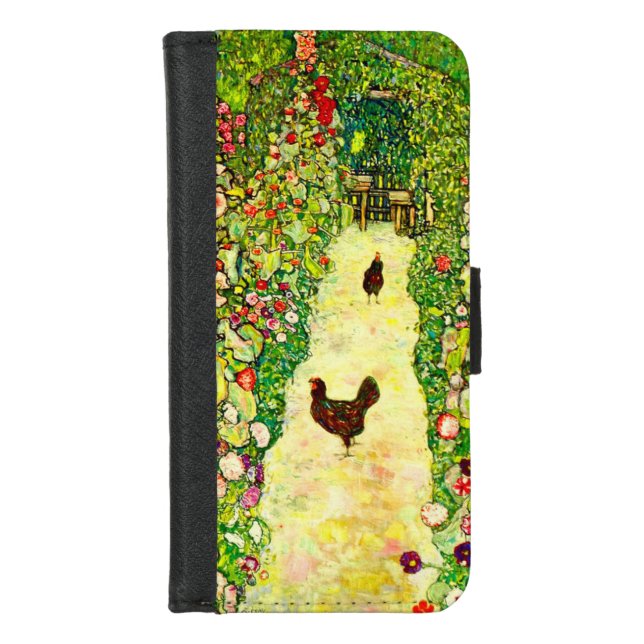 Gustav Klimt Garden with Chickens iPhone Wallet Case (Front)