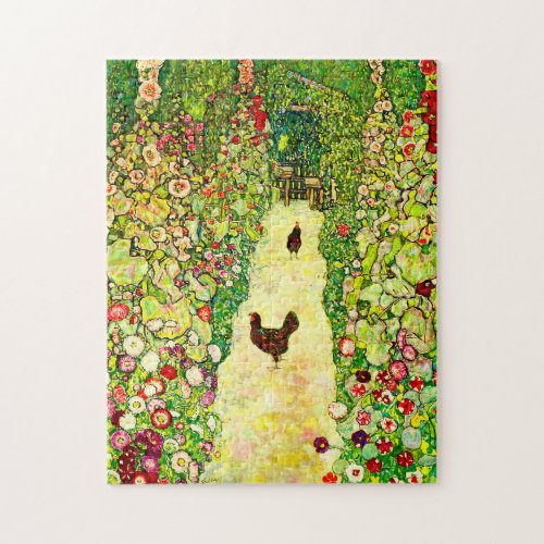Gustav Klimt Garden with Chickens Jigsaw Puzzle