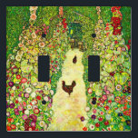 Gustav Klimt Garden with Chickens Light Switch Cover<br><div class="desc">Light Switch Cover featuring Gustav Klimt’s oil painting Garden with Roosters (1917). Two brown chickens stand on a garden path. Beautiful pink,  red,  and white flowers bloom along the path. A great gift for fans of Art Nouveau and Austrian art.</div>