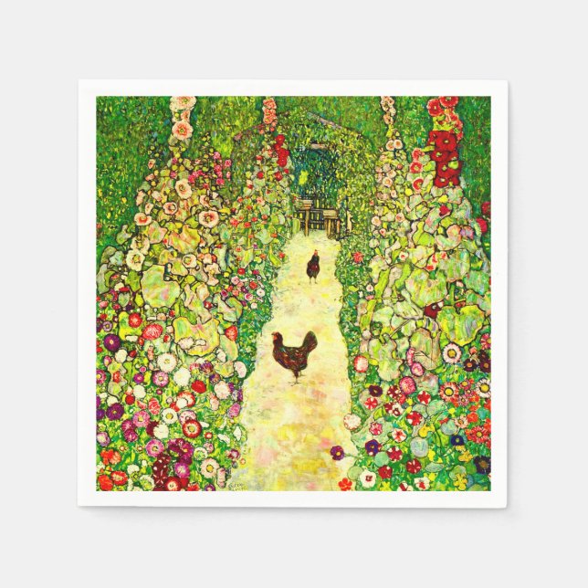 Gustav Klimt Garden with Chickens Napkins (Front)