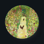Gustav Klimt Garden with Chickens Paper Plates<br><div class="desc">Paper Plates featuring Gustav Klimt’s oil painting Garden with Roosters (1917). Two brown chickens stand on a garden path. Beautiful pink,  red,  and white flowers bloom along the path. A great gift for fans of Art Nouveau and Austrian art.</div>