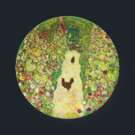 Gustav Klimt Garden with Chickens Paper Plates<br><div class="desc">Paper Plates featuring Gustav Klimt’s oil painting Garden with Roosters (1917). Two brown chickens stand on a garden path. Beautiful pink,  red,  and white flowers bloom along the path. A great gift for fans of Art Nouveau and Austrian art.</div>