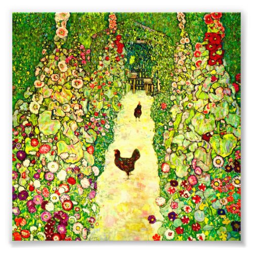 Gustav Klimt Garden with Chickens Photo Print