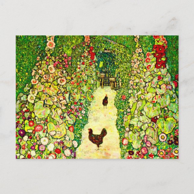 Gustav Klimt Garden with Chickens Postcard (Front)
