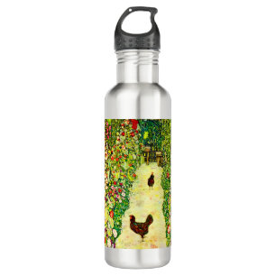 Gustav Klimt Garden with Chickens Stainless Steel Water Bottle