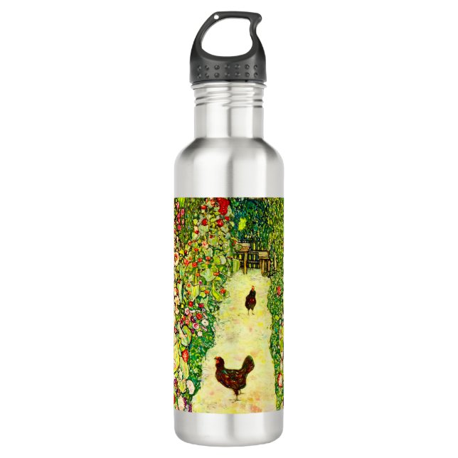 Gustav Klimt Garden with Chickens Stainless Steel Water Bottle (Front)