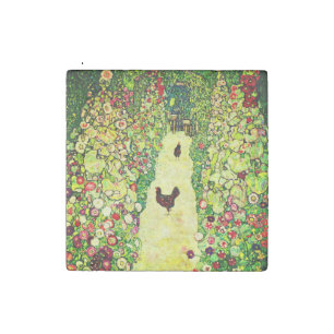 Gustav Klimt Garden with Chickens Stone Magnet