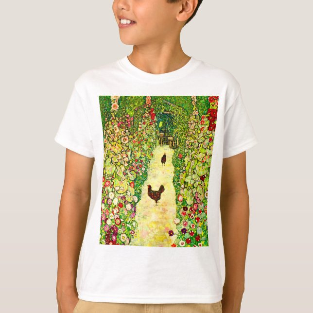 Gustav Klimt Garden with Chickens T-Shirt (Front)