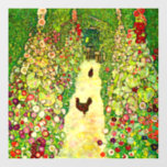 Gustav Klimt Garden with Chickens Window Cling<br><div class="desc">Window Cling featuring Gustav Klimt’s oil painting Garden with Roosters (1917). Two brown chickens stand on a garden path. Beautiful pink,  red,  and white flowers bloom along the path. A great gift for fans of Art Nouveau and Austrian art.</div>